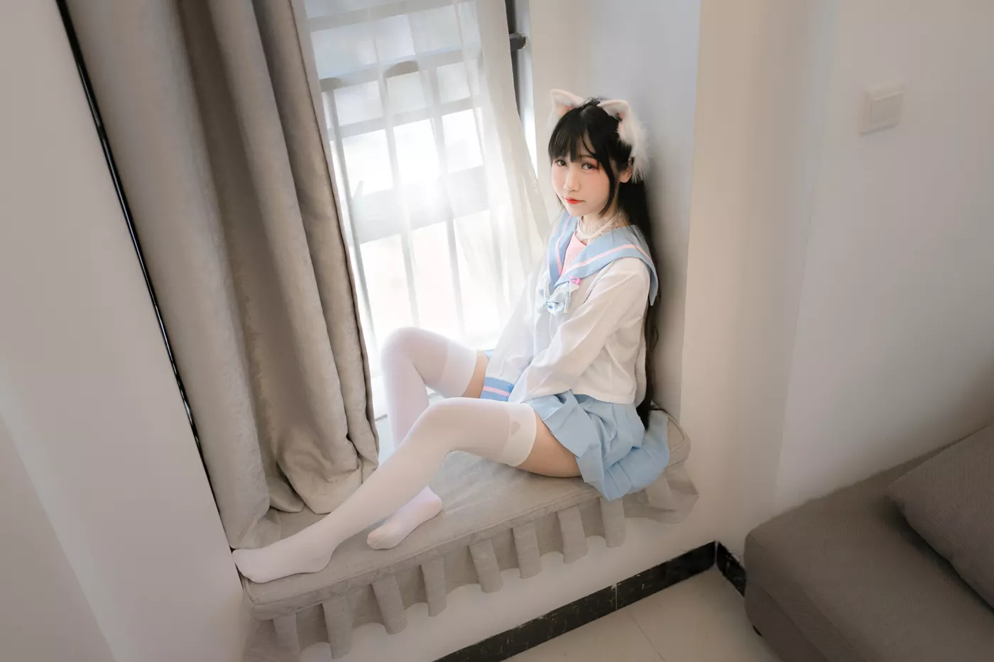 不呆猫 – 白色兔子JK[63P/388MB]插图