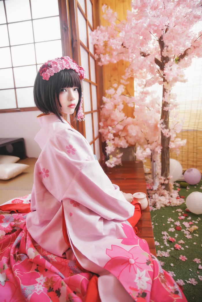 萝莉风COS 桜桃喵 – 加藤惠系列之粉色和服 [23P/368MB]插图2