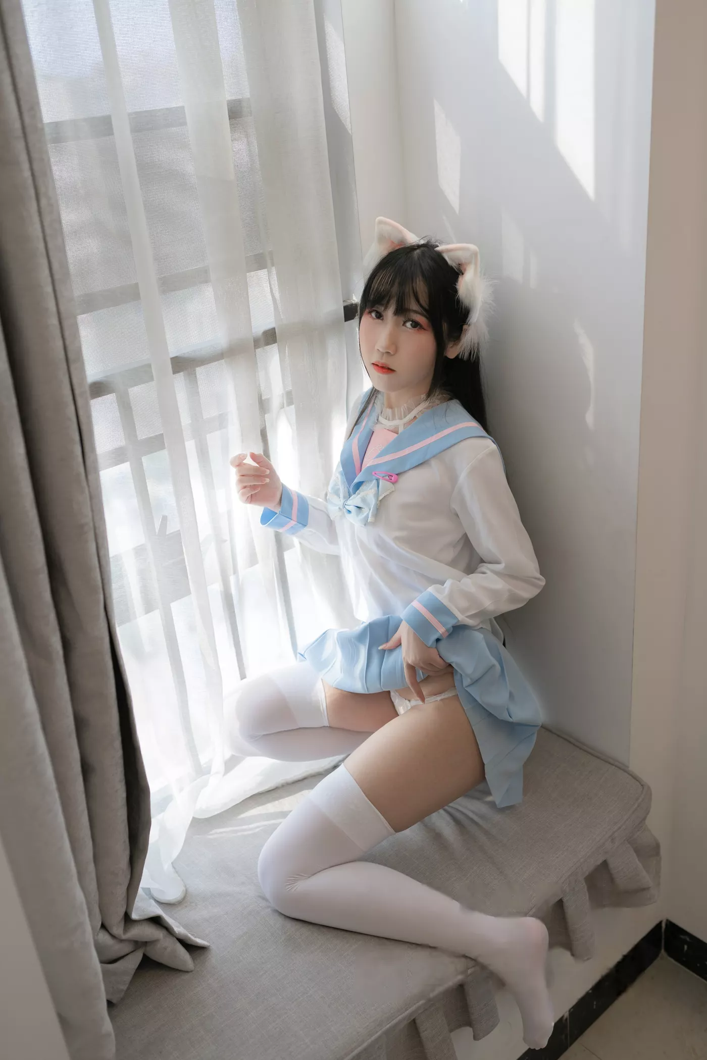 不呆猫 – 白色兔子JK[63P/388MB]插图1
