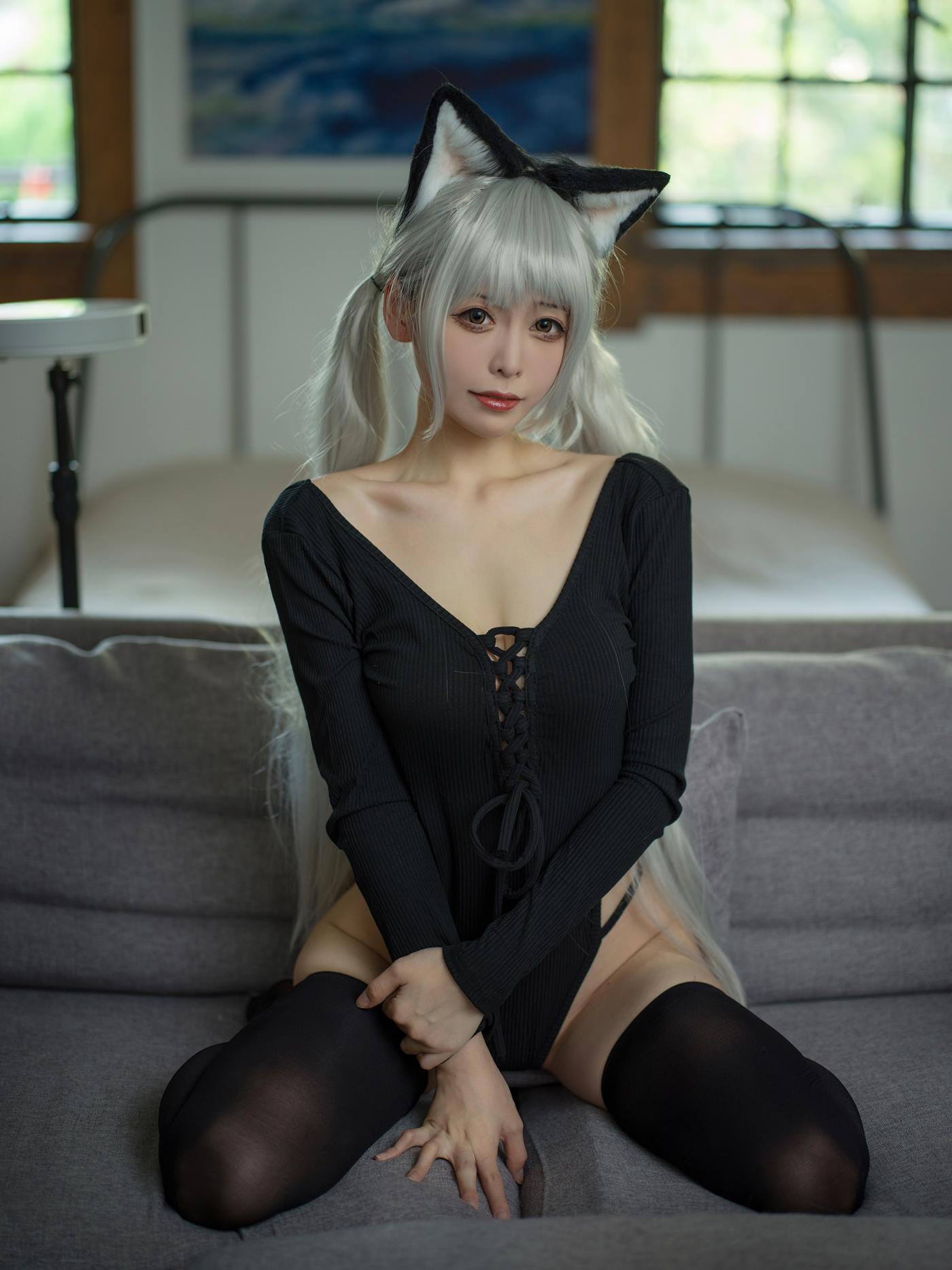 樱岛嗷一  黑猫针织衫连体衣[57P/1V/355MB]插图2